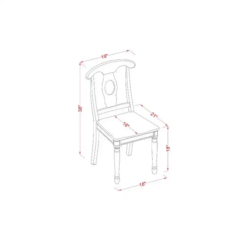 Ensemble de salle à manger côtier - Ensemble de salle à manger 5 pièces - Table ronde avec chaises - Fini brun selle