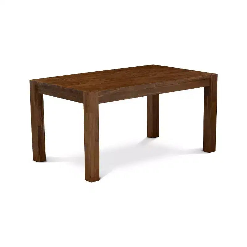 Table à manger rectangulaire en bois massif, finition chêne naturel, 7 pièces avec 6 chaises Parson