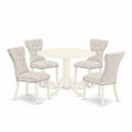 HomeStock 5-Piece Round Buttermilk & Cherry Finish Solid Wood Top Dining Table with 4 Parson Chair