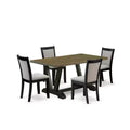 HomeStock 5-Piece Distressed Jacobean Finish Solid Wood Top Dining table with 4 Chairs