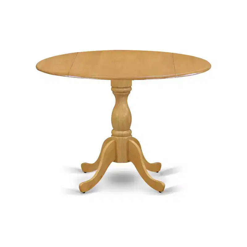 Table de salle à manger HomeStock 5 pièces en bois massif finition chêne naturel avec 4 chaises à dossier ajouré et abattants