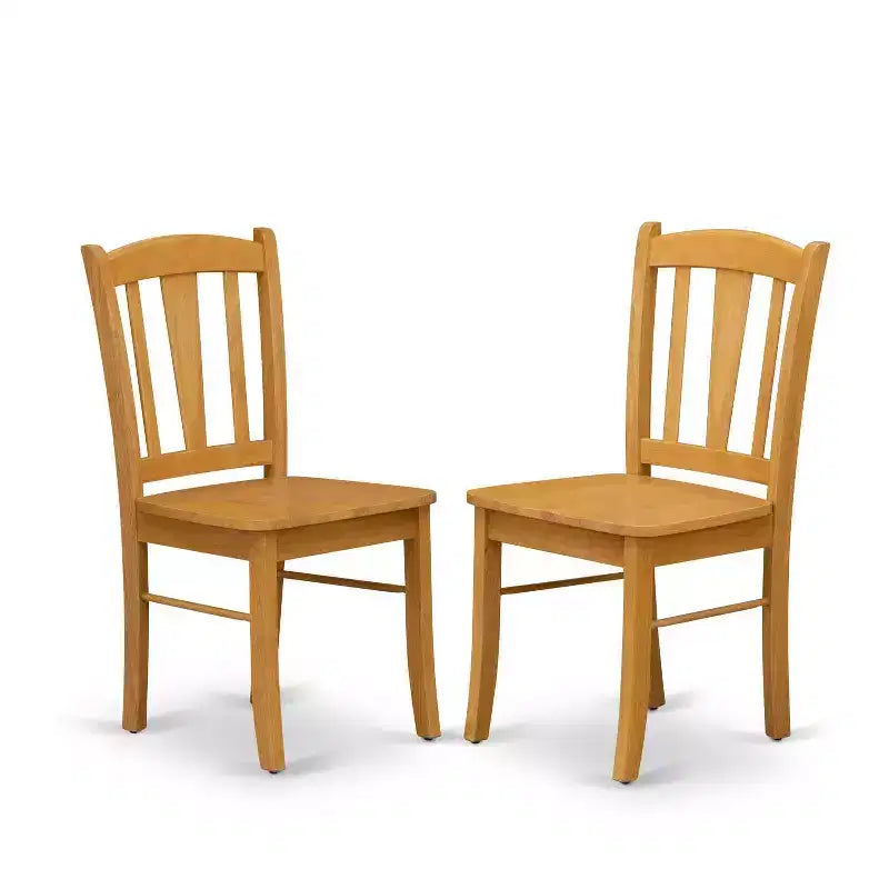 Table de salle à manger HomeStock 5 pièces en bois massif finition chêne naturel avec 4 chaises à dossier ajouré et abattants