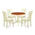 5-Piece Round Buttermilk and Cherry Finish Solid Wood Top Dining table with 4 Chairs with