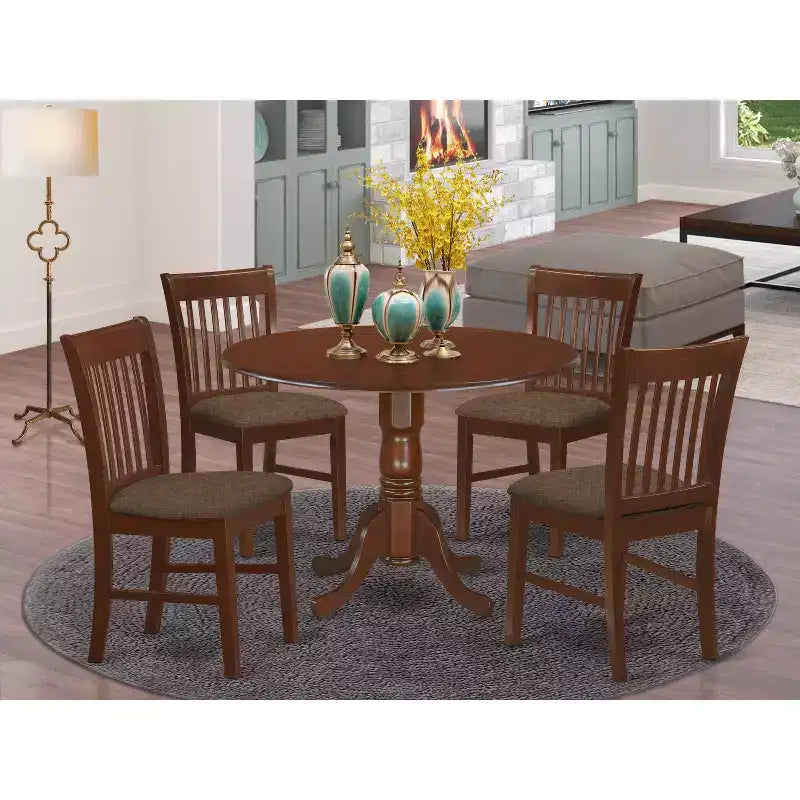 Ensemble table de cuisine ronde avec rallonges et chaises - Table à manger pour petits espaces - Finition bois élégante - Table de 42 po