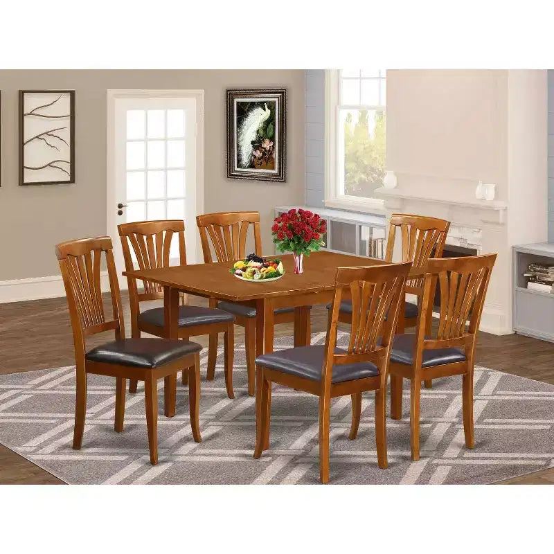 Ensemble de salle à manger moderne - Table de cuisine 7 pièces avec chaises - Table rectangulaire de 36x54 pouces et sièges en similicuir