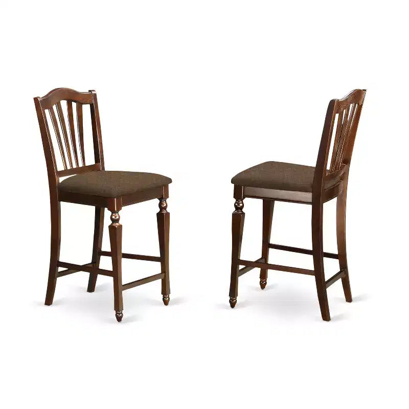 Superbe ensemble de salle à manger hauteur comptoir - 5 pièces Table et tabourets de bar - Finition acajou moderne