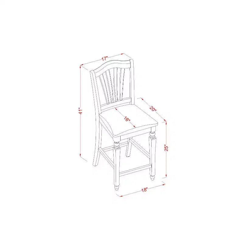 Superbe ensemble de salle à manger hauteur comptoir - 5 pièces Table et tabourets de bar - Finition acajou moderne
