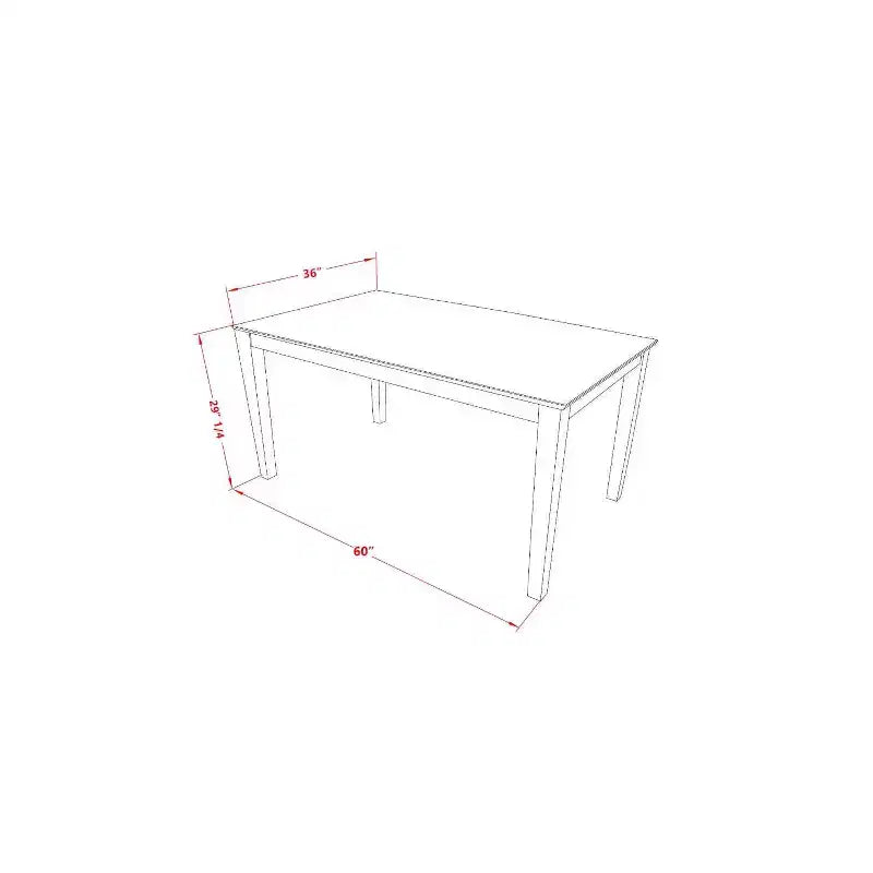 Ensemble de salle à manger 5 pièces rectangulaire en bois massif, plateau blanc lin avec boutons touffetés (4 places)