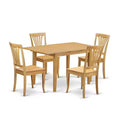 HomeStock 5-Piece Rectangle Natural Oak Finish Solid Wood Top Dining Table with 4 Chairs