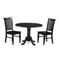 HomeStock 3-Pc Black Finish Solid Wood Top - Dining Room Set - Seats 4