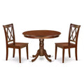 Antique Round Dining Set - 42 Inch Table with 2 Double X Back Chairs - Home Decor