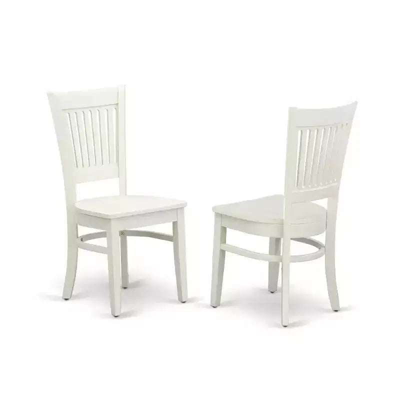 Ensemble de salle à manger 3 pièces avec chaises - Table ronde en bois et style Mid-Century - Fini blanc lin