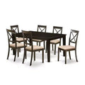 Dining Room Table Set with 6 Chairs - Solid Wood Kitchen Set - Cappuccino Finish - Expandable Leaf Table