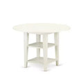 HomeStock 3-Pc Linen White Finish Round Solid Wood Top with Dropleaf Dining Table Set