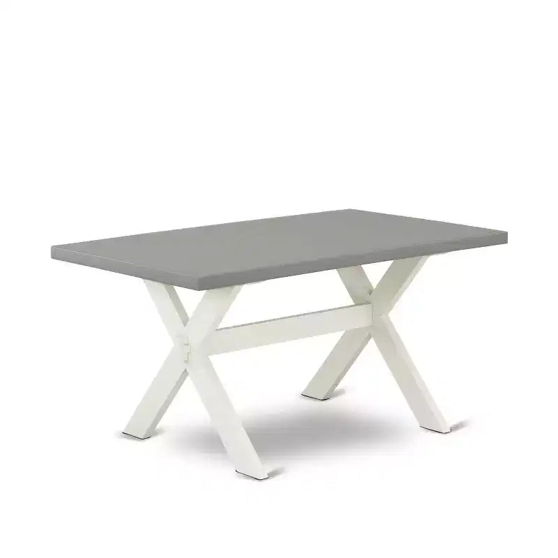 Table à manger HomeStock 3 pièces, plateau rectangulaire en bois massif finition chêne naturel avec 2 bancs