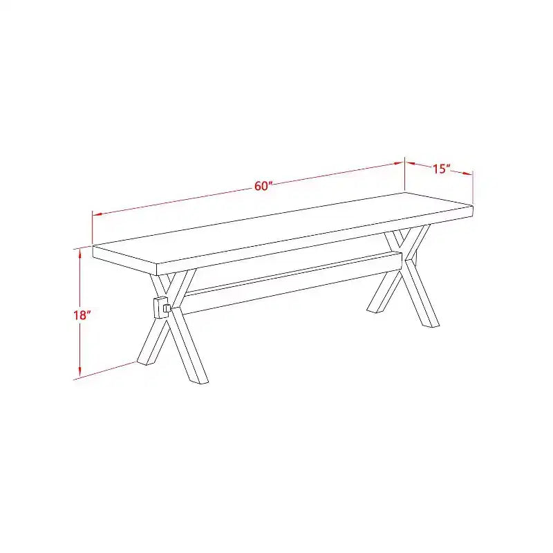 Table à manger HomeStock 3 pièces, plateau rectangulaire en bois massif finition chêne naturel avec 2 bancs