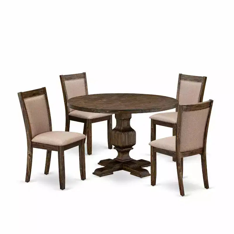 HomeStock 3-Piece Distressed Jacobean Finish Solid Wood Top Dining Table with 2 Chairs