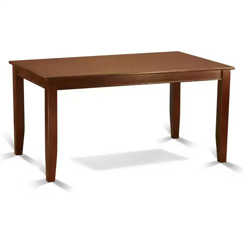 Table de salle à manger HomeStock 7 pièces avec plateau en bois massif finition acajou et 6 chaises Parson