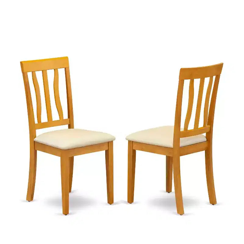 Table de salle à manger 5 pièces en chêne naturel avec plateau en bois massif et 4 chaises