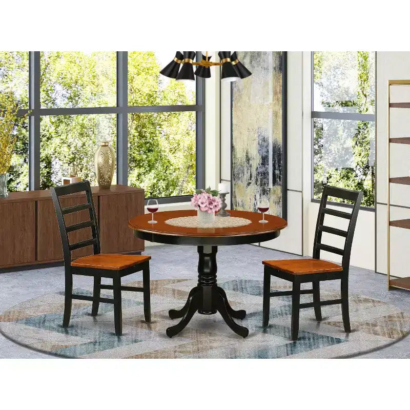 Ensemble de table de cuisine gothique - Table et chaises de salle à manger rondes - Ensemble de dînette 5 pièces - Finition noire