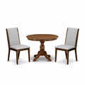 3-Piece Acacia Walnut Finish Solid Wood Top - Dining Room Set with High Back - Seats 4