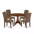 5-Piece Mahogany Finish Solid Wood Top Dining table with 4 Chairs with