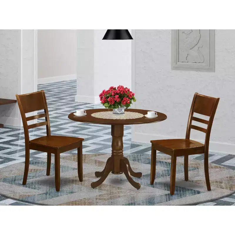 Ensemble de salle à manger gothique - Table de cuisine avec abattants et chaises en cuir - 5 pièces