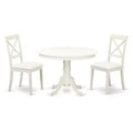 HomeStock 3-Pc Linen White Finish Solid Wood Top-Dining Room Set-Seats 4
