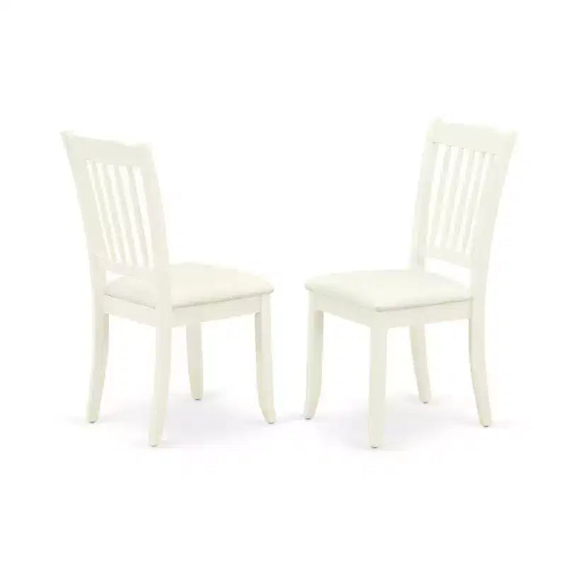 Ensemble de salle à manger rond avec table à rallonges et 2 chaises de salle à manger en lin – Finition blanche