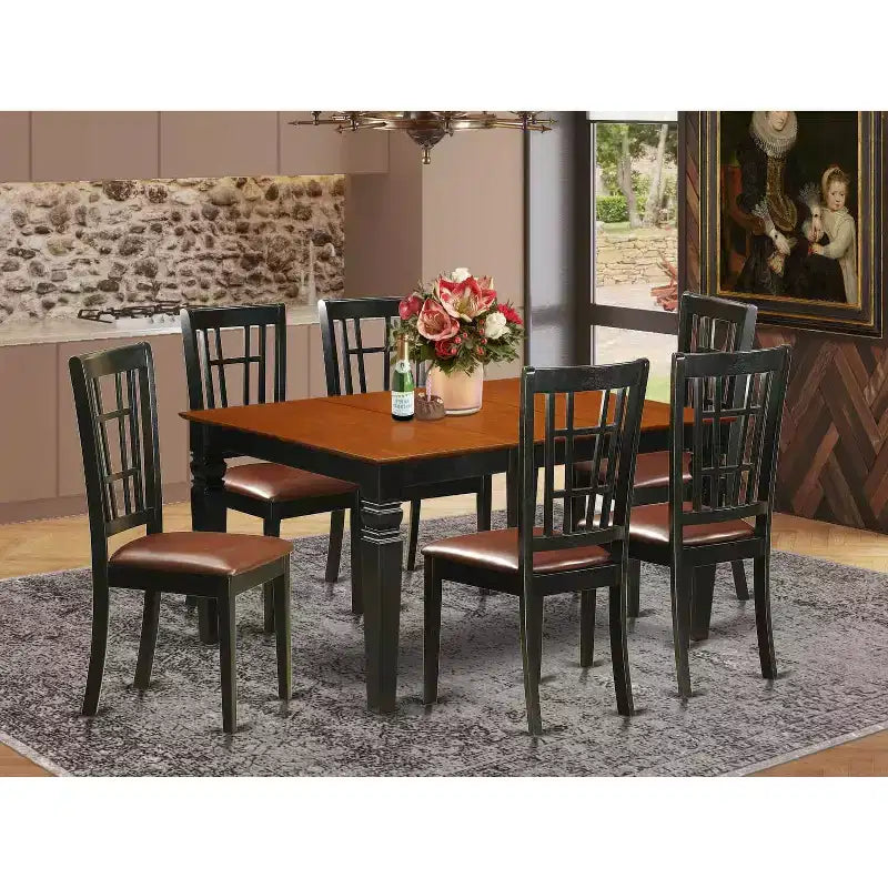 Ensemble de salle à manger style ranch rustique - Table et chaises de cuisine - Ensemble en bois 7 pièces