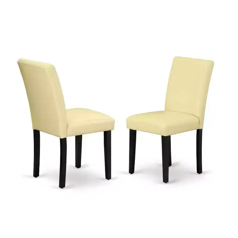 Ensemble table de salle à manger ronde 3 pièces table de 42 pouces avec 2 chaises Parsons - Similicuir PU couleur crème et pieds noirs