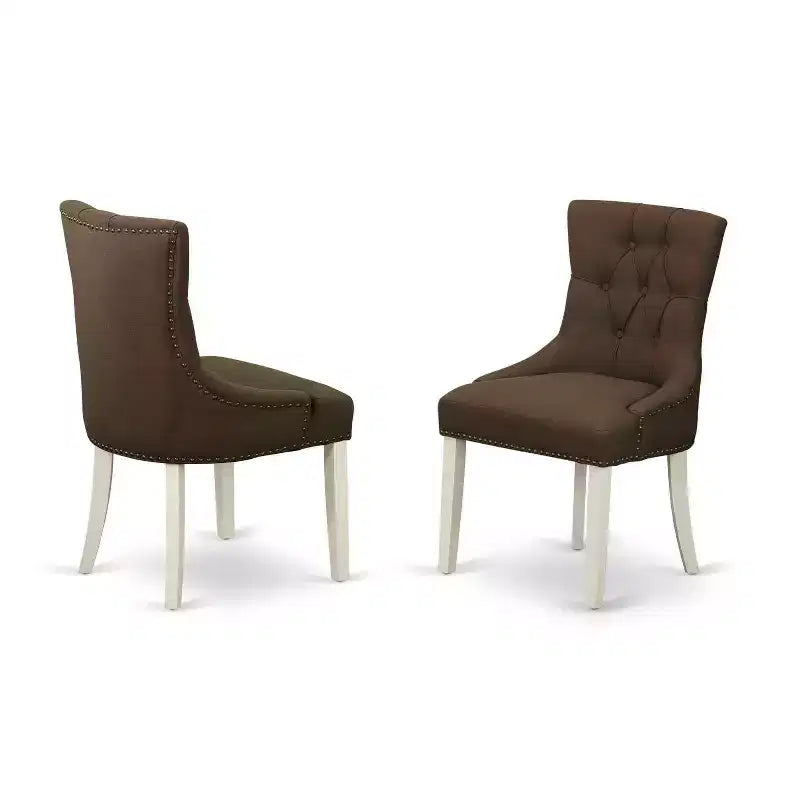 Ensemble de salle à manger 3 pièces HomeStock avec plateau en bois massif finition blanc lin et table à rabats