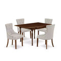 HomeStock 5-Pc Mahogany Finish Solid Wood Top - Rectangular Dining Room Set with Dropleaf - Seats 4