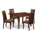 5-Piece Mahogany Finish Solid Wood Top - Rectangular Dining Room Set - Seats 4