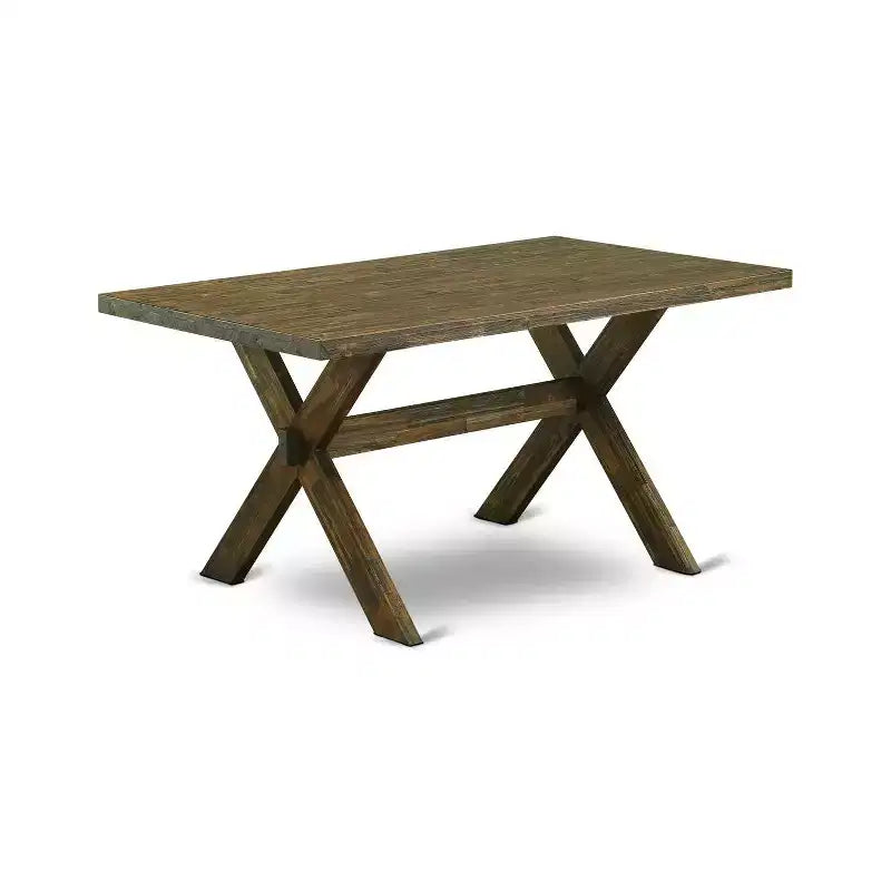 Table de salle à manger HomeStock 5 pièces en bois massif finition jacobéenne vieillie avec 4 chaises rembourrées