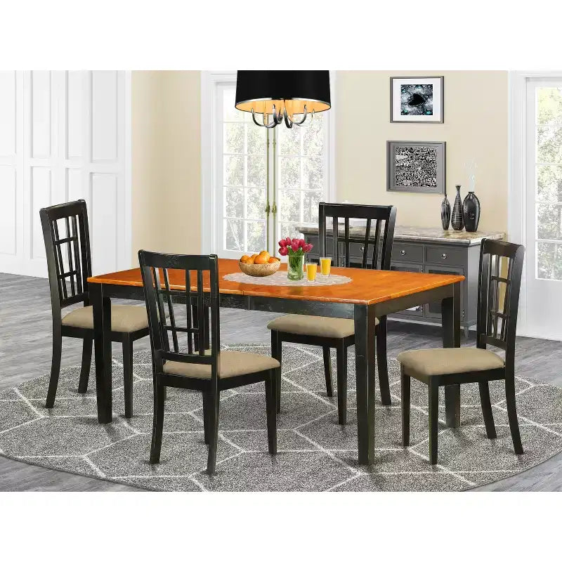 Ensemble de salle à manger 7 pièces - Table de cuisine avec 6 chaises - Ensemble de salle à manger en bois massif