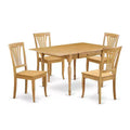 HomeStock 5-Pc Natural Oak Finish Solid Wood Top-Dining Room Set with Dropleaf-Seats 4
