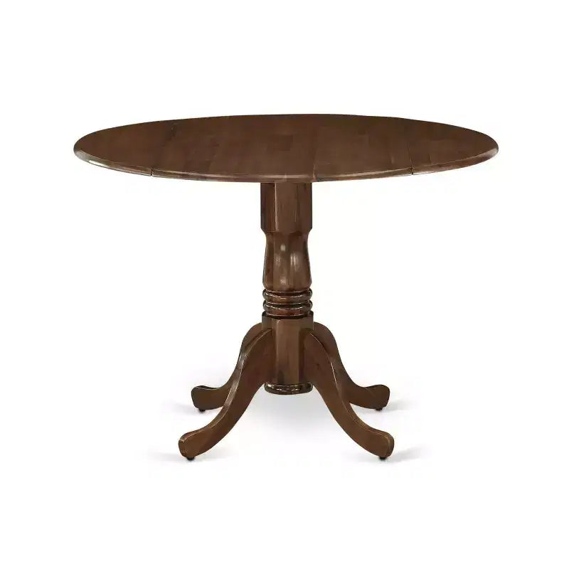 3-Piece Antique Walnut Finish Solid Wood Top-Round Dining Room Set -Seats 4
