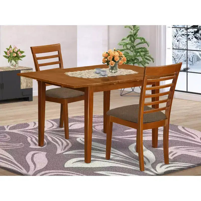 Ensemble de salle à manger rustique - Petite table et chaises de salle à manger - Ensemble table de cuisine pour 4 personnes - Marron selle