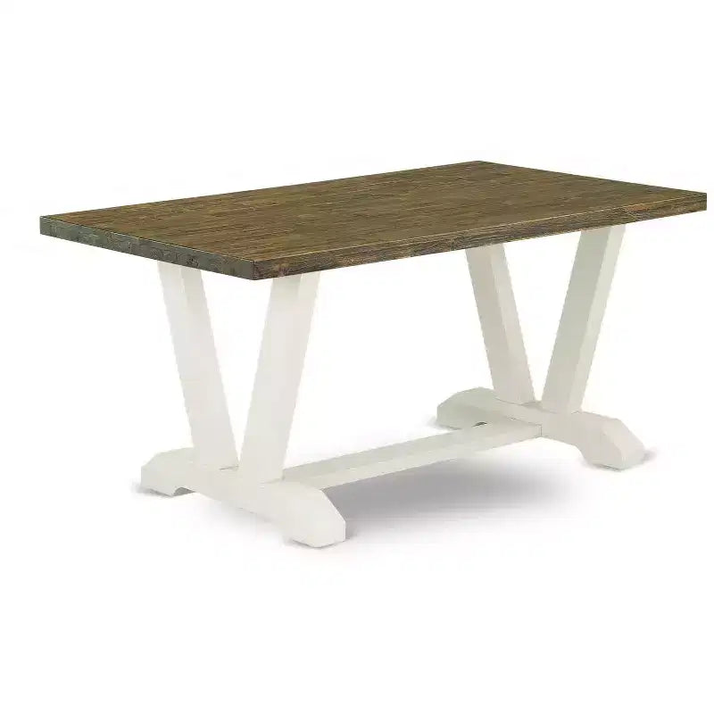 HomeStock Table à manger rectangulaire 5 pièces en bois massif finition jacobine vieillie avec 4 chaises