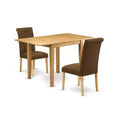 HomeStock 3-Piece Natural Brown Oak Finish Solid Wood Top Dining Table Set
