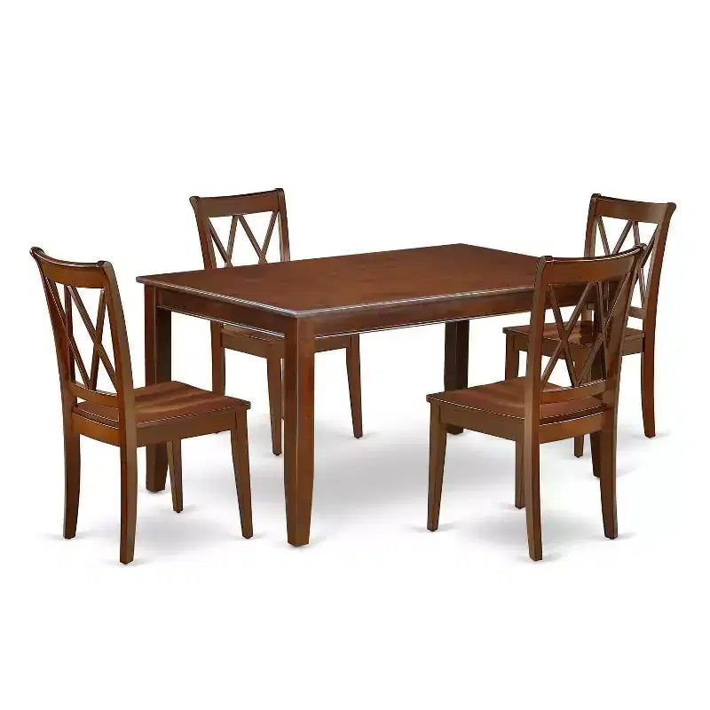 Dining Set 5 Piece - Rectangular Table & 4 Chairs - Modern Farmhouse Style