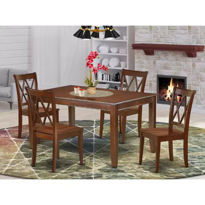 Ensemble de salle à manger 5 pièces - Table rectangulaire et 4 chaises - Style ferme moderne