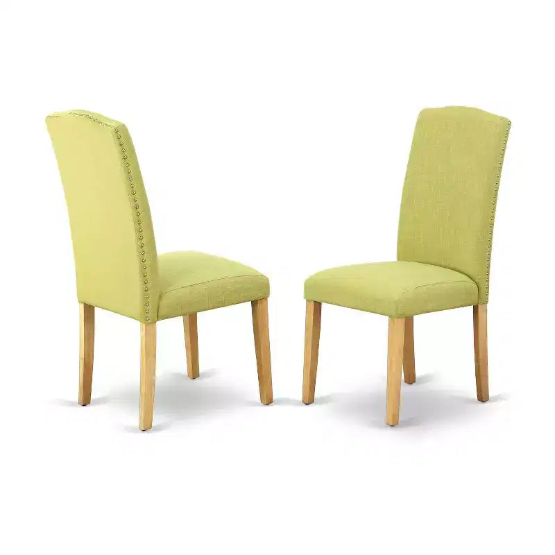 Ensemble de salle à manger victorien - Table rectangulaire 5 pièces et 4 chaises - Tissu en lin vintage - Pieds en chêne - Table 60