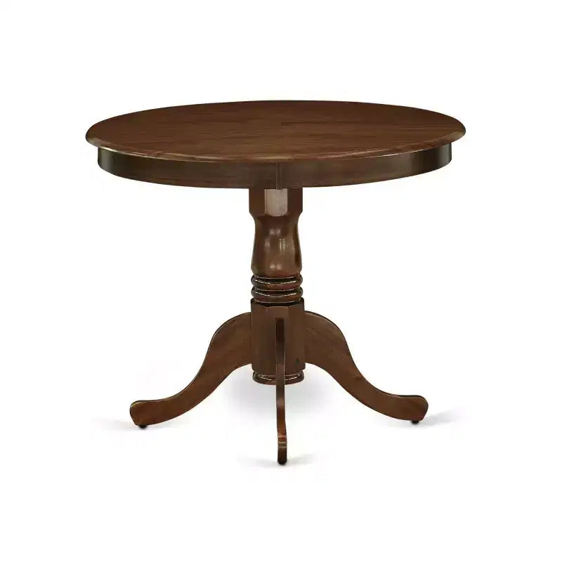 Ensemble de salle à manger rond 3 pièces rembourré en bois massif finition noyer antique – 4 places