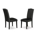 3-Piece Black and Cherry Finish Solid Wood Top - Dining Room Set with High Back - Seats-4
