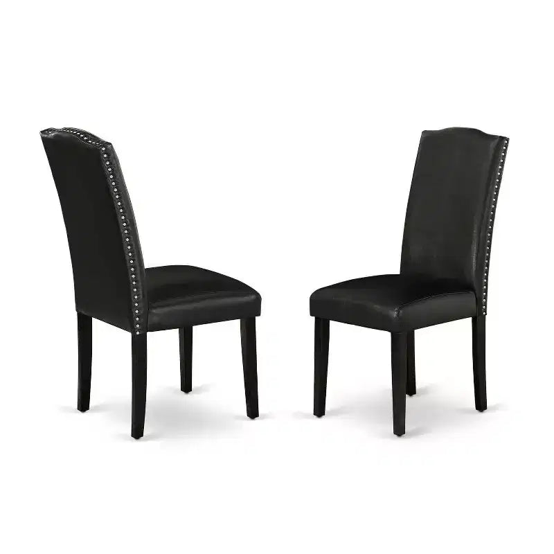 3-Piece Black and Cherry Finish Solid Wood Top - Dining Room Set with High Back - Seats-4