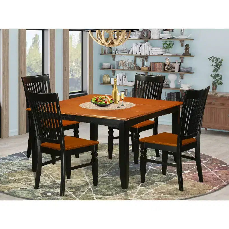 Ensemble de salle à manger 5 pièces moderne - Table et 4 chaises - Finition cerisier noir - Ensemble de cuisine pour petits espaces