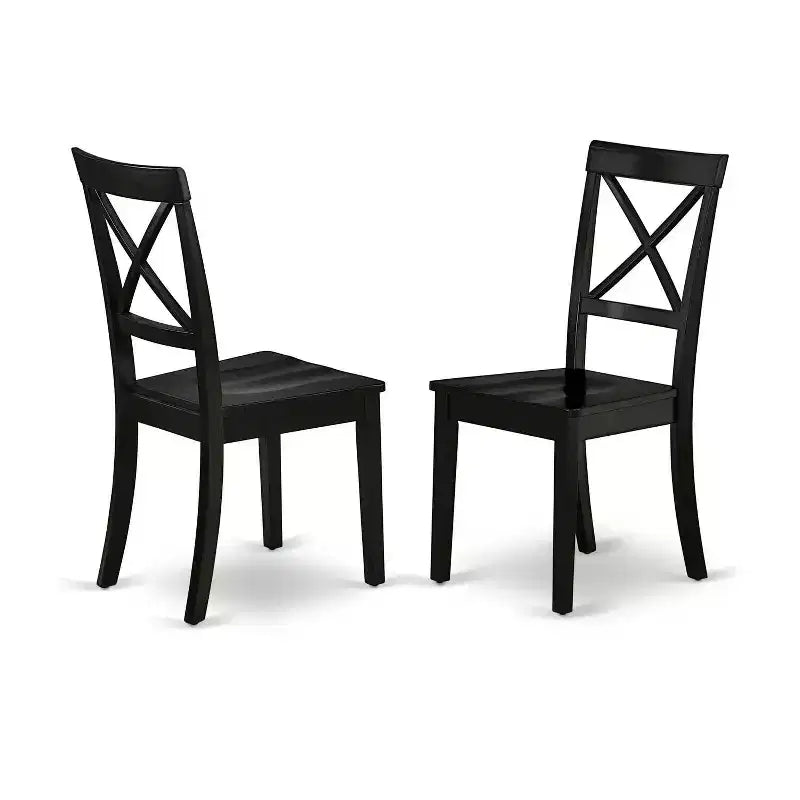 Table de salle à manger HomeStock 5 pièces rectangulaire au fini noir avec dessus en bois massif et 4 chaises