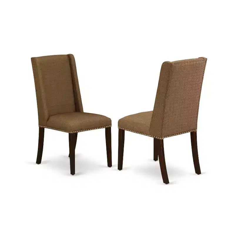 Ensemble de salle à manger 5 pièces - Table de salle à manger et 4 chaises - Assise en tissu moderne - Finition marron-beige